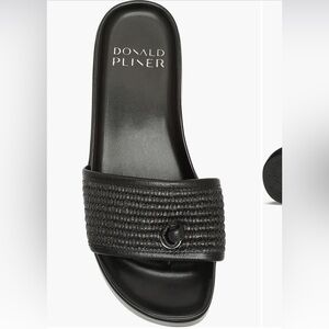 Donald J. Pliner Black Wedge Raffia Sandals